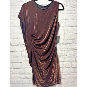 Vince Camuto Sleeveless Cocktail Brown Copper Sheath Dress